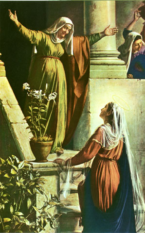 Elizabeth greets Mary in Carl Bloc's painting of the Visitation